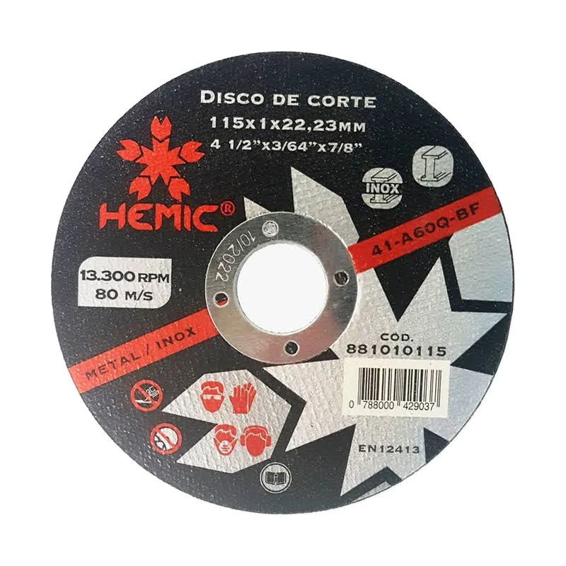 Disco de corte metal 115x1.0x22.23 - HEMIC