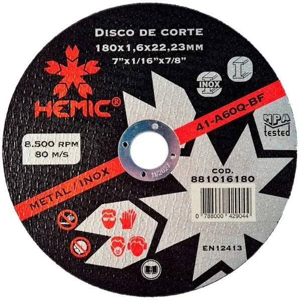Disco de corte metal 9" 230x1.9x22.23mm - HEMIC