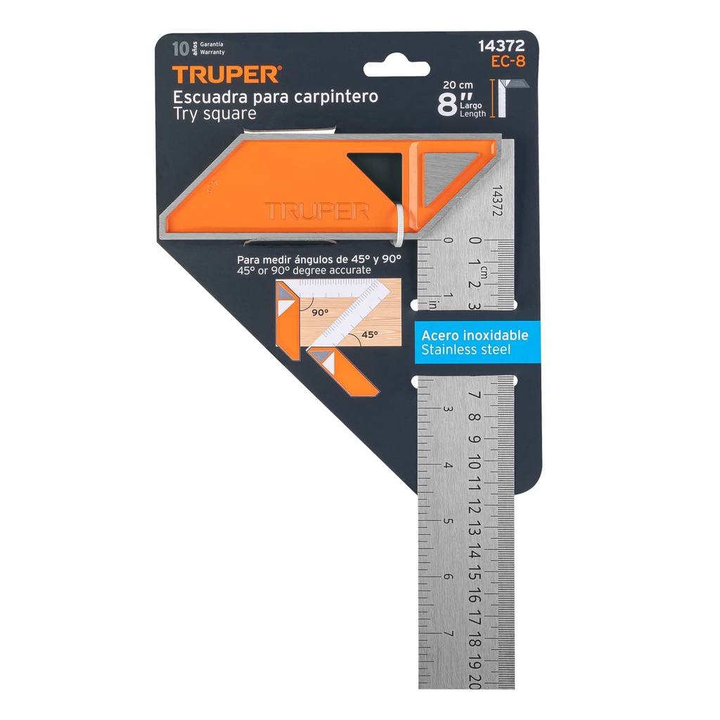 Escuadra carpintera 8" mango 100% aluminio - TRUPER