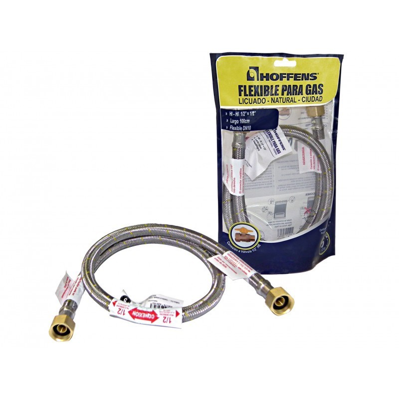 Flexible para gas HI-HI 1/2" x 3/8" HILO IZQUI. 100cm  HOFFENS