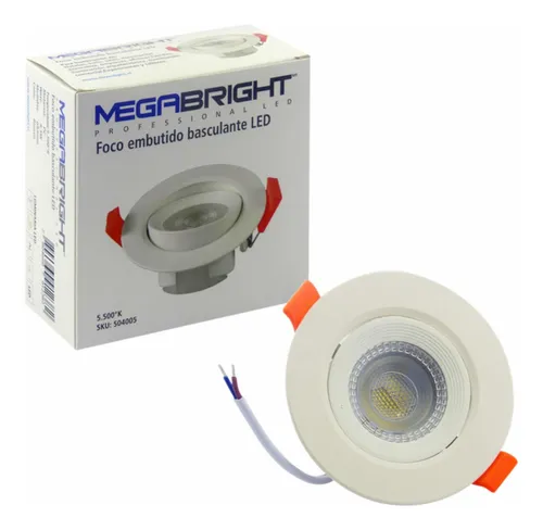 Foco Embutido Basculante 6.5W 5500K 90x42mm Led luz fría - MEGABRIGHT