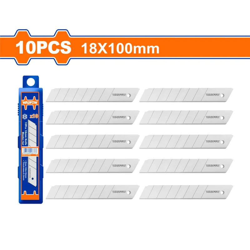 Hoja para cuchillo cartonero 18x100mm 10unidades - WADFOW