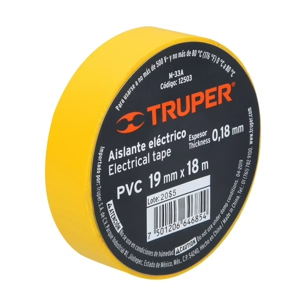 Huincha aisladora 18mmx18mts AMARILLO - TRUPER