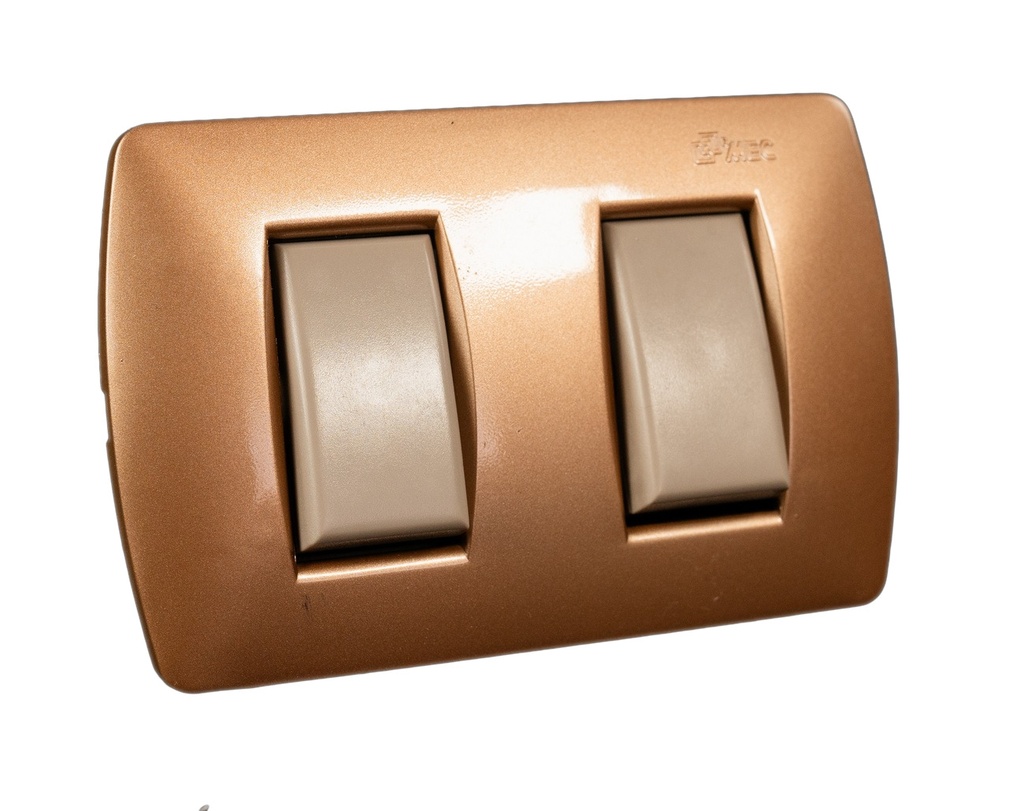 Interruptor doble 9/15 250V 16A beige placa DORADO - MEC