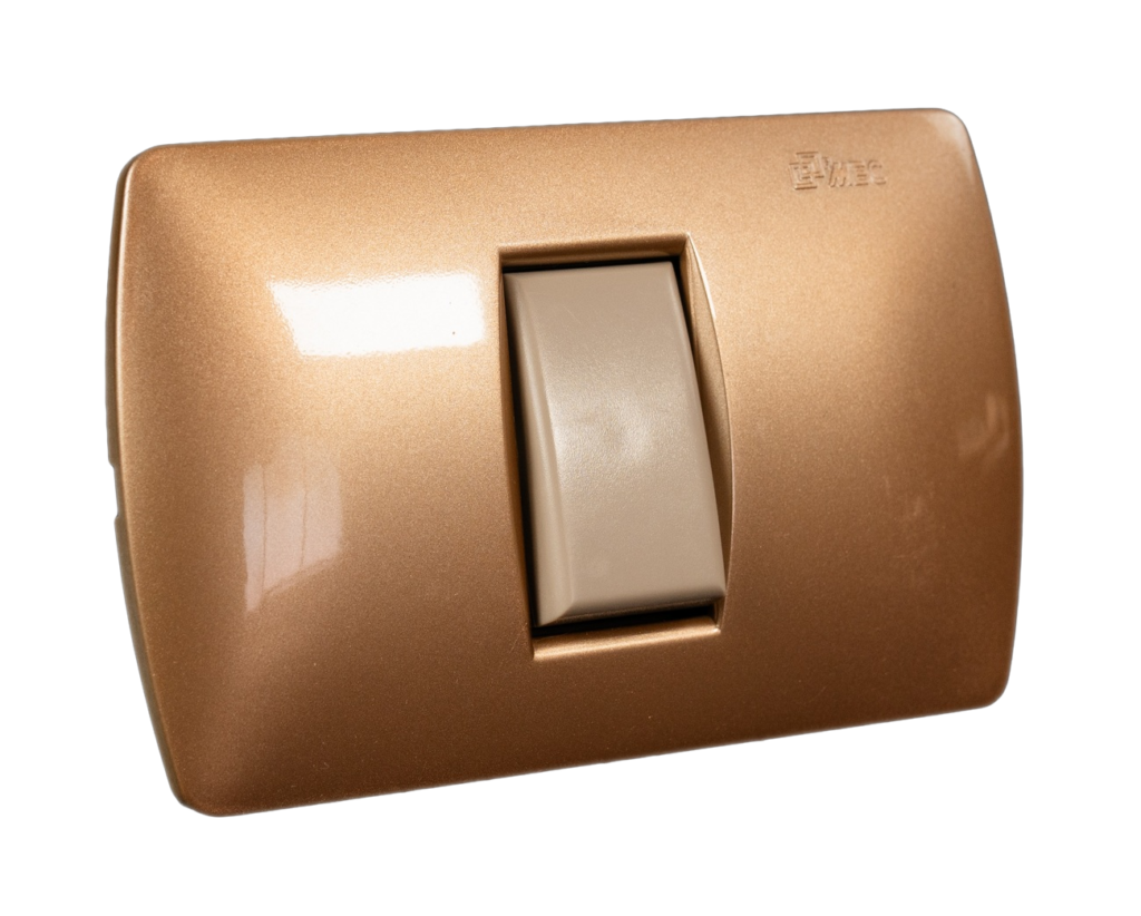 Interruptor simple 9/12 250V 16A beige placa DORADO - MEC