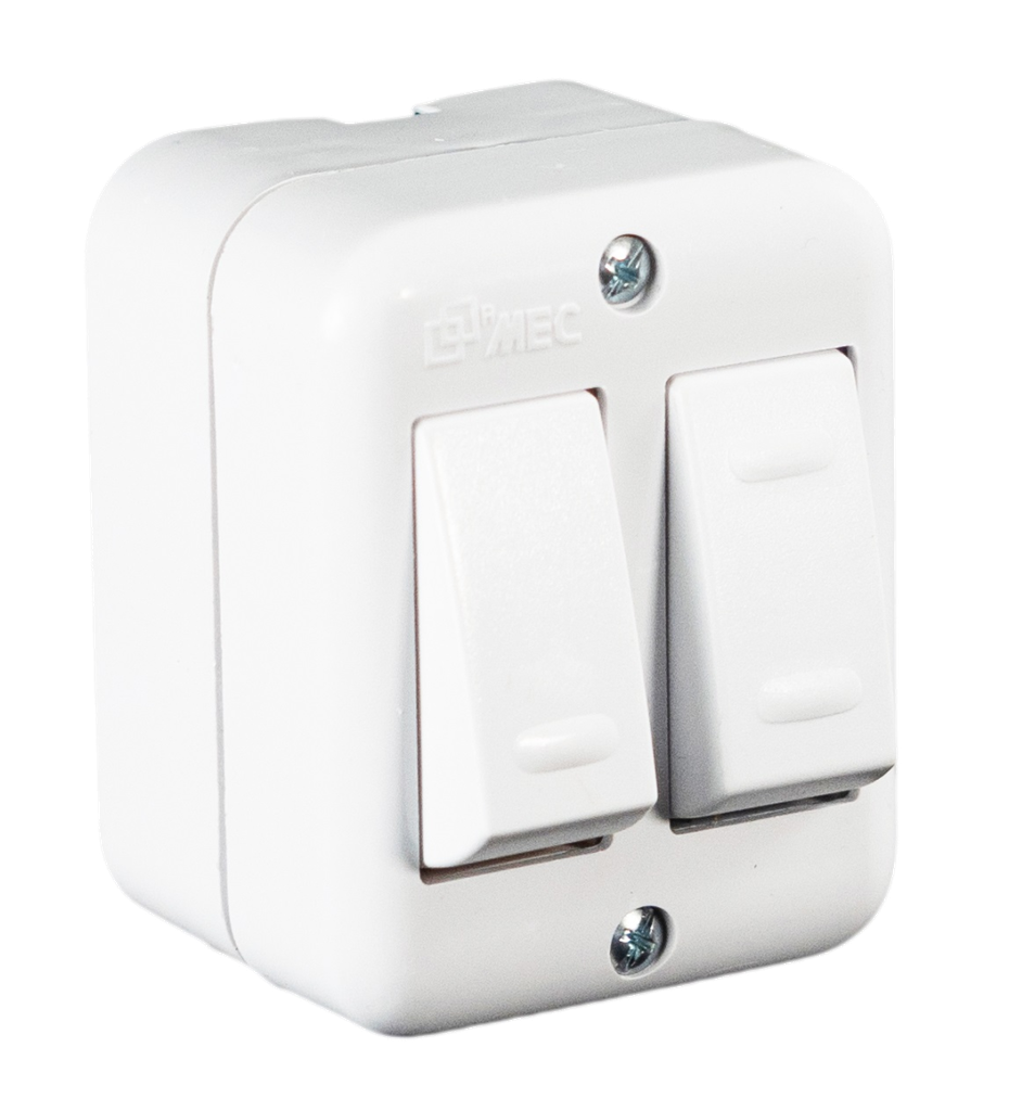 Interruptor sobrepuesto 9/12 + 9/24 blanco armado 16A Aris pro - MEC