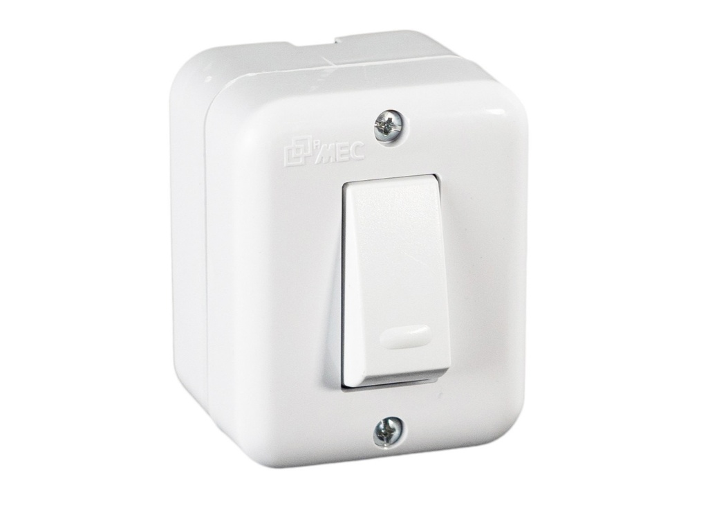 Interruptor sobrepuesto 9/12 blanco armado 16A Aris pro - MEC