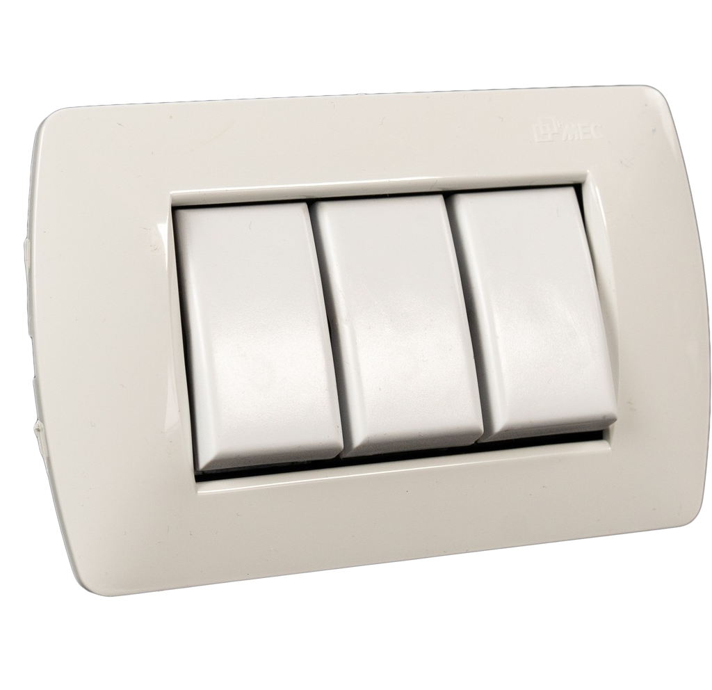 Interruptor triple 9/32 250V 16A beige placa TITANIO - MEC