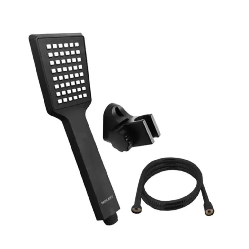 Kit ducha telefono negro cuadrada - FERRETOOLS