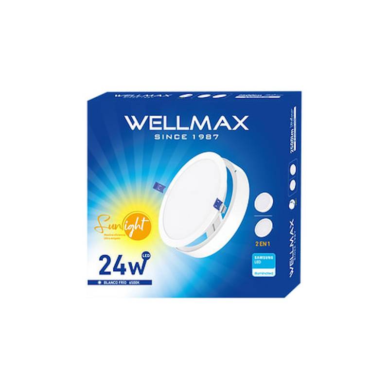 Led 2 en 1 sobrepuesto FRÍO 24w 6500K redondo - WELLMAX