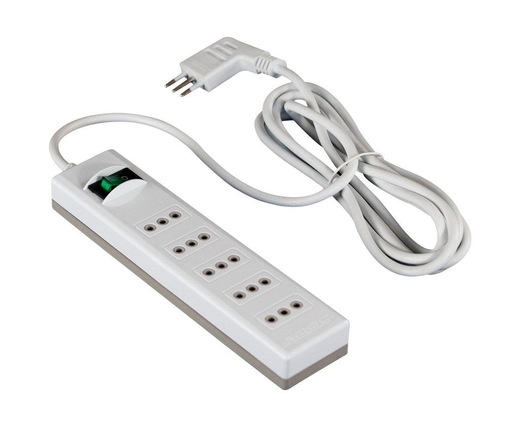 Alargador 5 p. c/proteccion de 3MTS blanco/gris - MEC