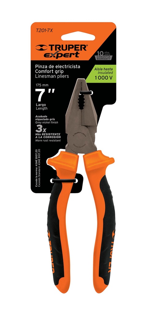 Alicate electricista mango comfort 7" - TRUPER