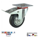 Rueda goma C/BASE giratoria 4" llanta metalica C/FRENO LIOI U