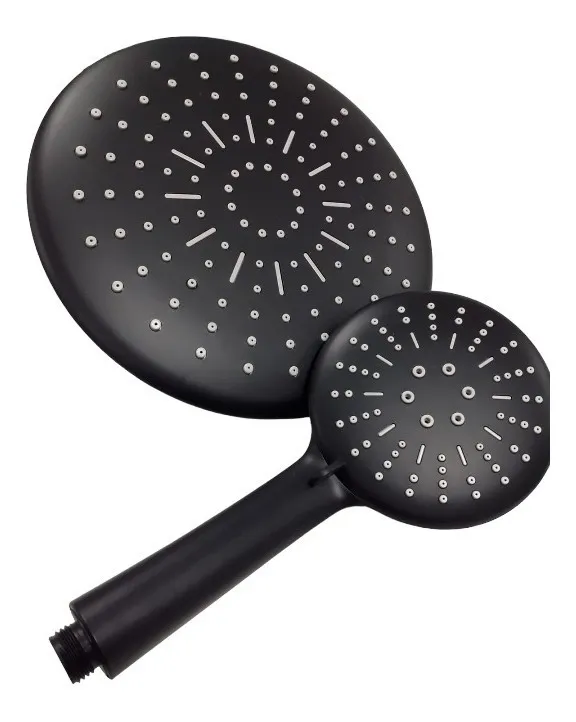 Set plato telefono ducha redondo NEGRO 2pcs - FERRETOOLS