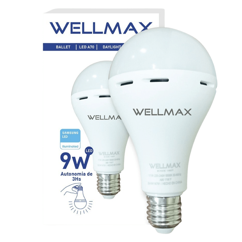 Ampolleta led 9W E27 6500K FRÍA - WELLMAX