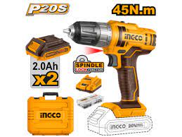 Taladro atornillador industrial+ 2BAT 2AH Y CARG RAPIDO 20V/13mm INGCO I15