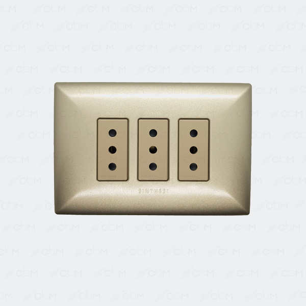 Tomacorriente 10A triple ABS ARMADO CHAMPAGNE BEIGE - SINTHESI