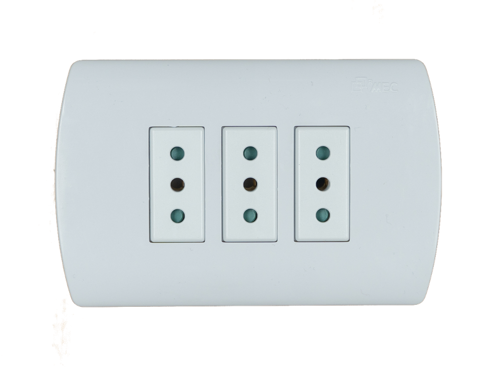 Tomacorriente triple 10A BLANCO Aris Pro - MEC