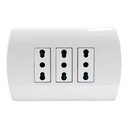 Tomacorriente triple embutida bipaso 2P T 10/16A 250V 10A Aris Mec