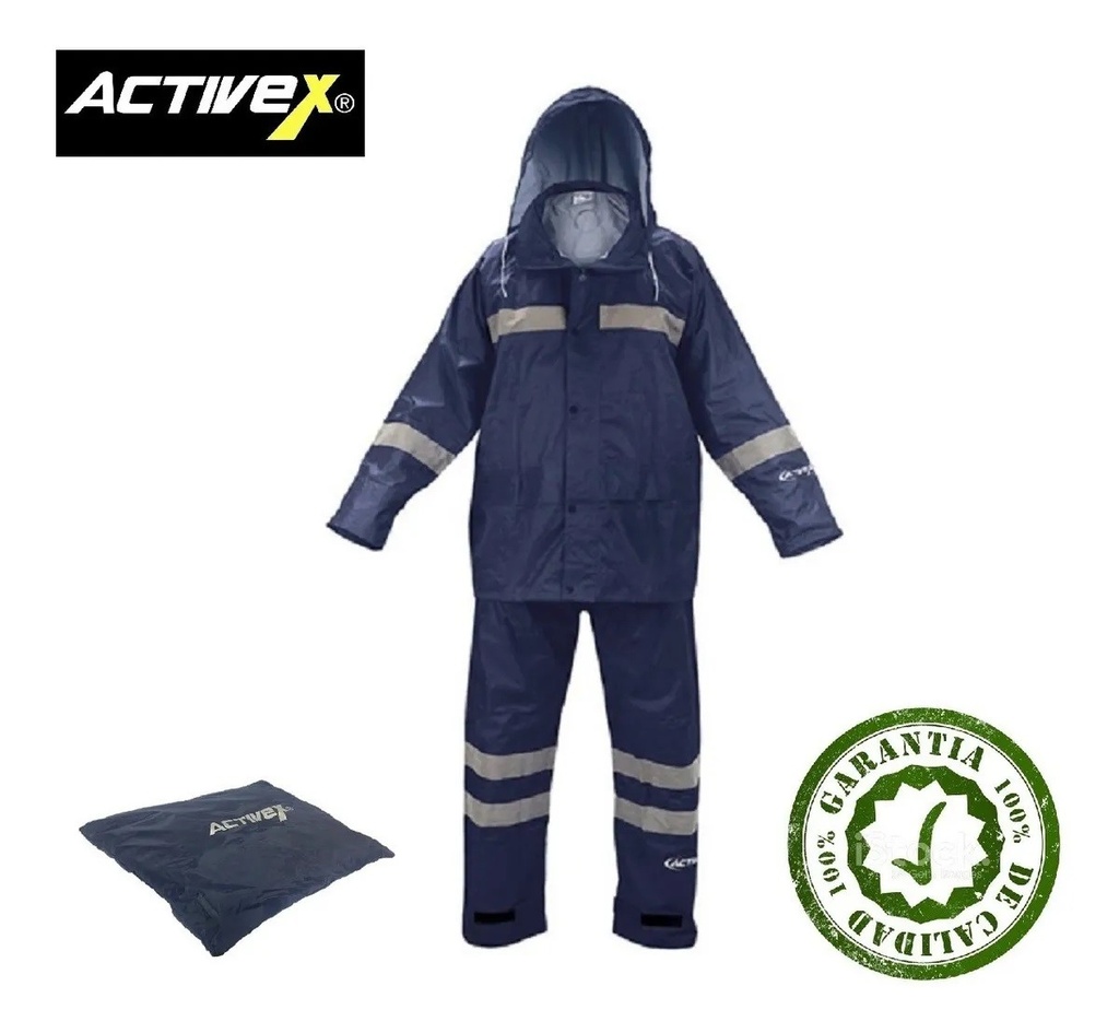 Traje Impermeable azul T/XL Chaqueta/Pantalón Reflec.