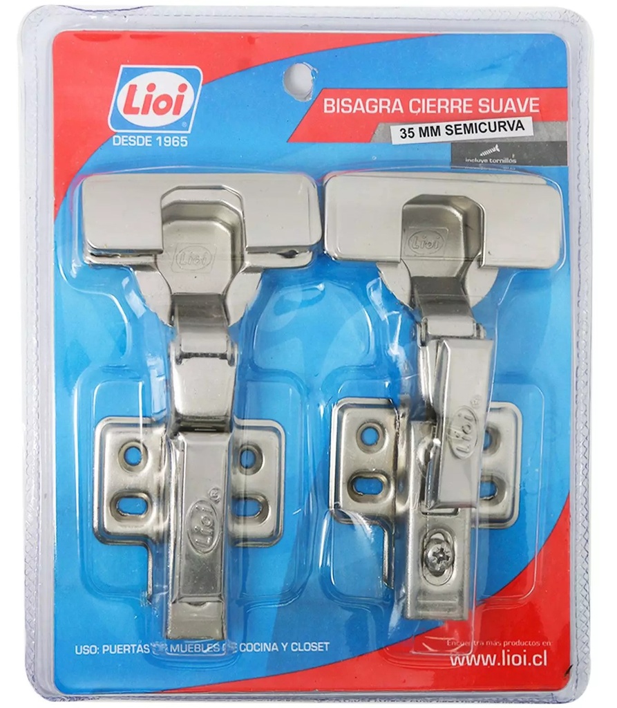 Bisagra reten 35mm SEMICURVA cierre suave - LIOI