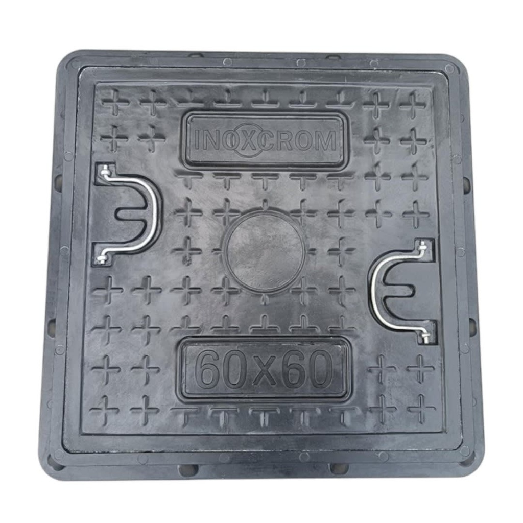 marco y tapa de polimero industrial con manilla 60x60 carga 3 toneladas