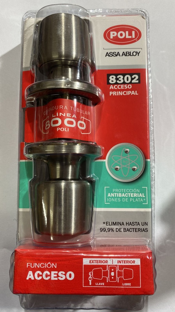 Cerradura tubular 80008302 acceso INOX antibacterial POLI