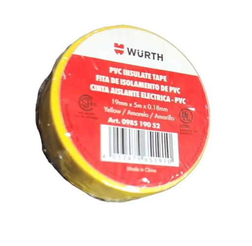 [HUDE0842] Huincha aisladora pvc 5m AMARILLA - WURTH