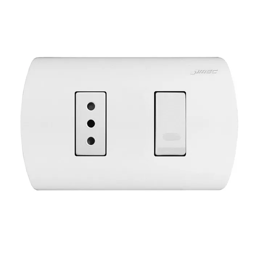 [SIPA6415] Interruptor 9/12 16A + tomacorriente 10A blanco embutido Aris Pro - MEC