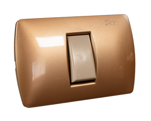 Interruptor simple 9/12 250V 16A beige placa DORADO - MEC