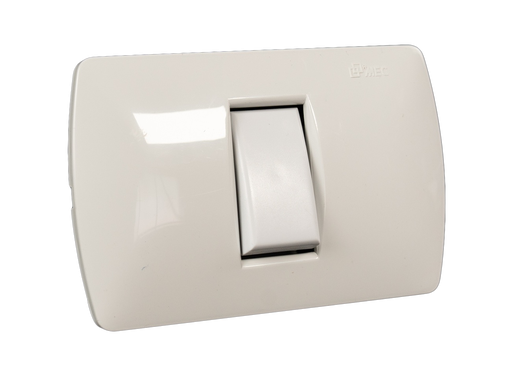 Interruptor simple 9/12 250V 16A beige placa TITANIO - MEC