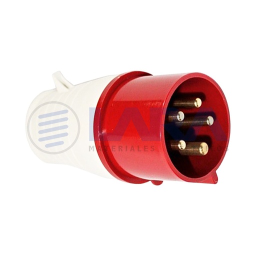 Toma industrial trifasico macho volante 3p T 32A 415v IP 44