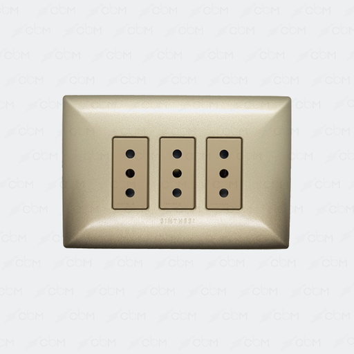 [SETA3572] Tomacorriente 10A triple ABS ARMADO CHAMPAGNE BEIGE - SINTHESI