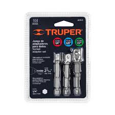 juego adaptadores p/dados 1/4", 3/8" y 1/2" TRUPER