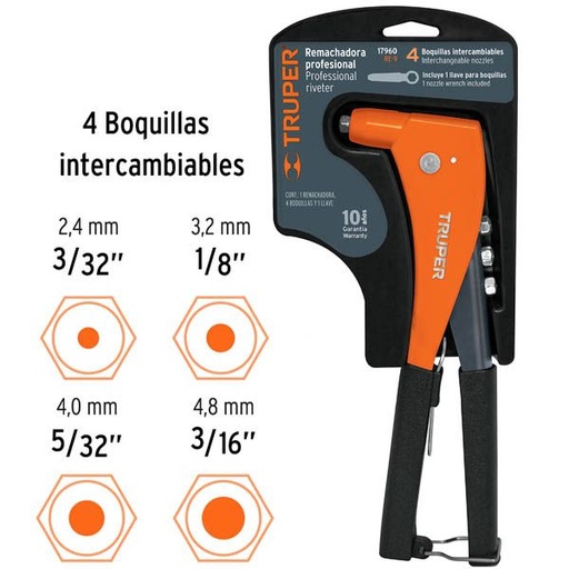 remachadora profesional 9" 2.4 3.2 4.0 4.5 TRUPER