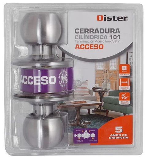[JUCE0890] Cerradura cilindrica 101 ACCESO inox. - OISTER