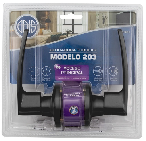 [CAGA9949] Cerradura tubular con manilla ACCESO PRINCIPAL NEGRO 203 - ODIS
